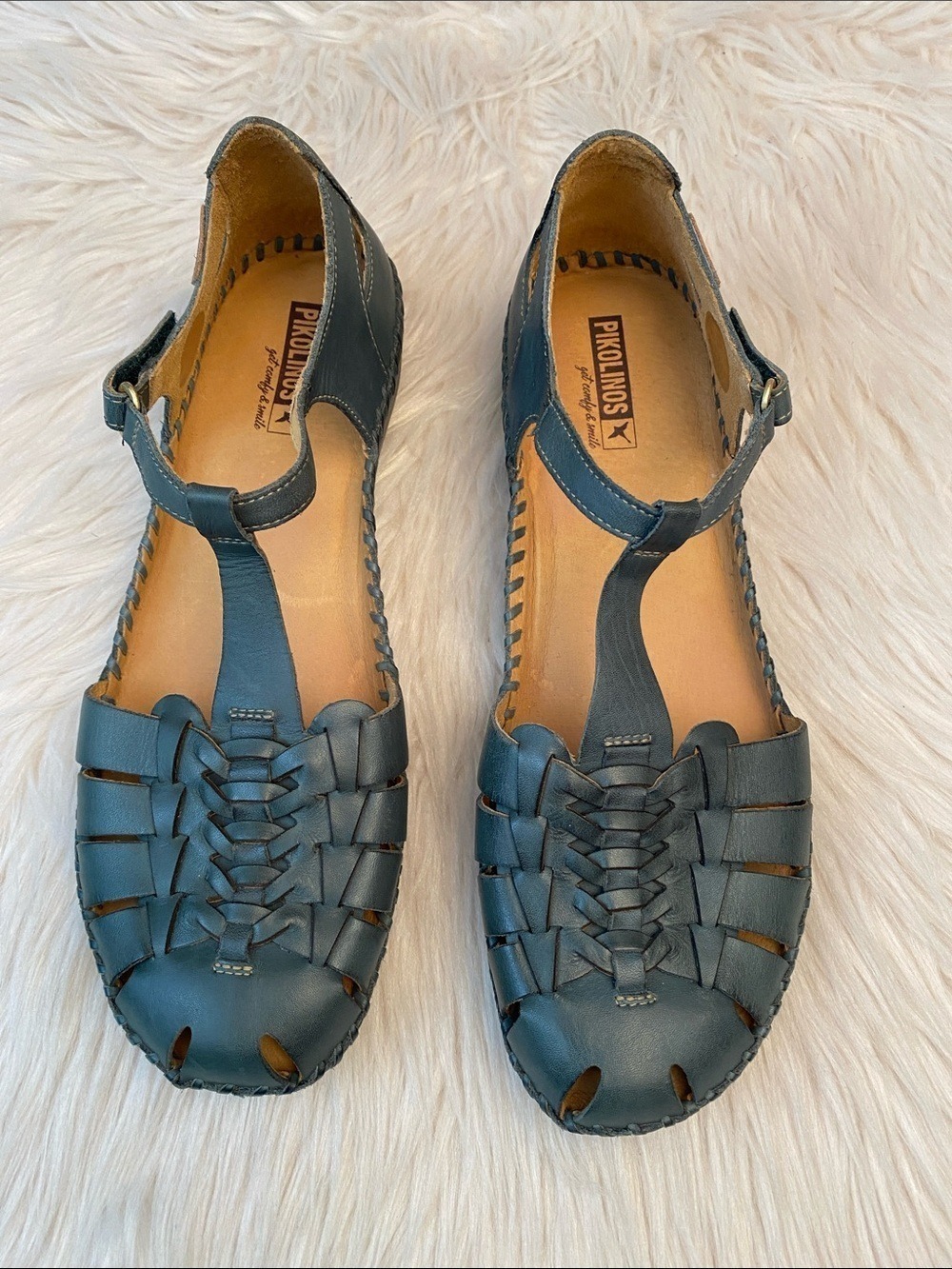 Pikolinos Salamanca Leather T-Strap Sandals - Emerald, Size EUR 42 / US 11.5-12 - Picture 7 of 15